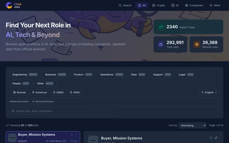 ClawJobs: The ClawJobs search and job feed